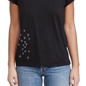 rag & bone Black Short Sleeve Tee with White Heart Detail